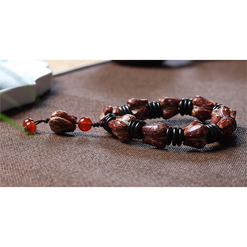 Buddha Stones, natürliches Bodhi-Samen-Lotus-Muster, Weisheit, Frieden, Handgelenk-Mala-Armband