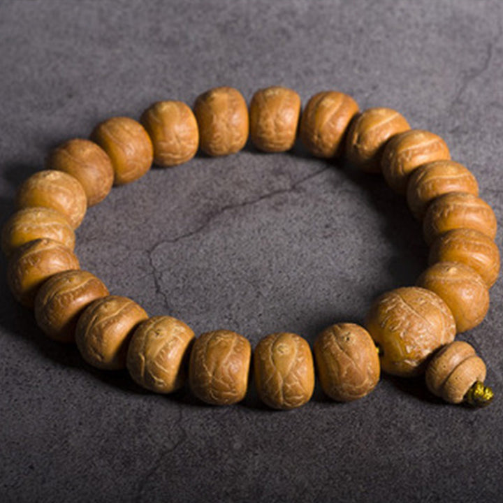 Buddha Stones, Bodhi-Samen, Glücksverheißung, Handgelenk-Mala, Quasten-Taschen-Mala