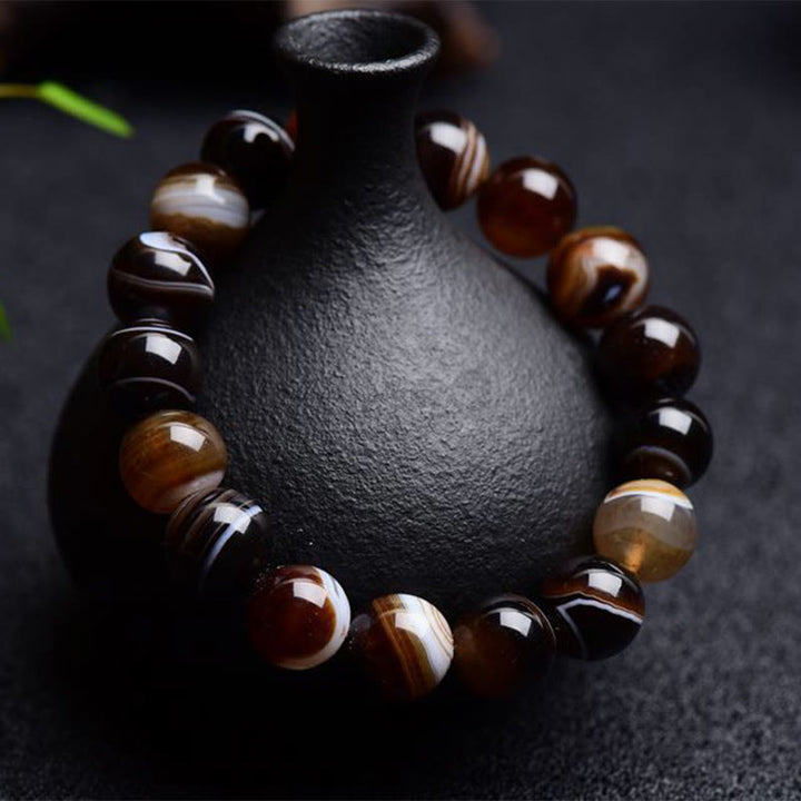 Tibetisches Sardonyx-Happiness-Positive-Armband mit Buddha Stonesn