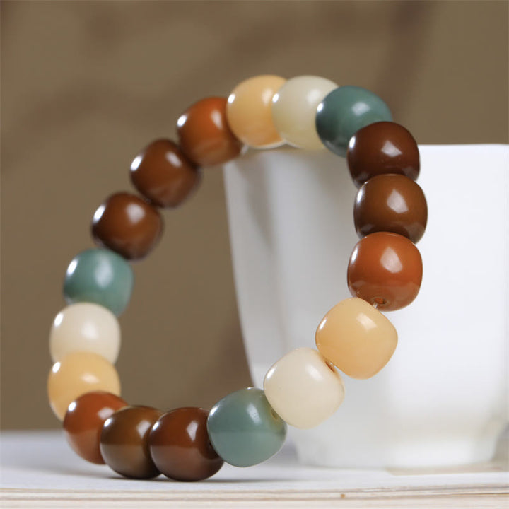 Mehrfarbiges Bodhi-Samen-Armband mit Buddha Stonesn hält böse Geister fern