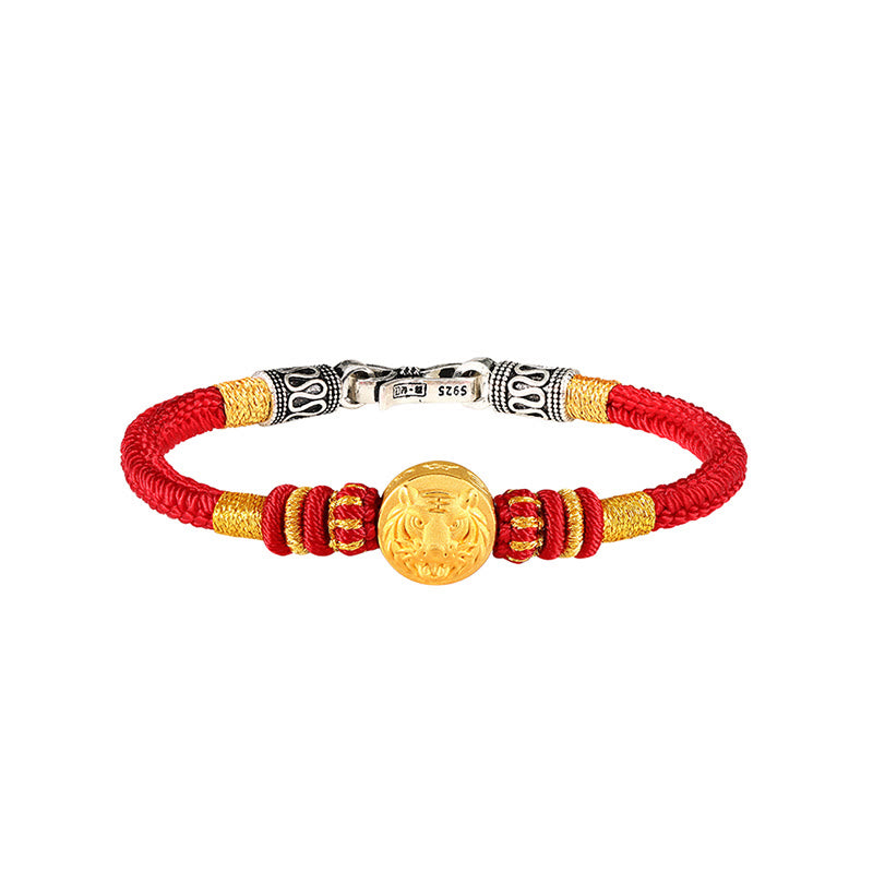 Handgefertigtes Armband aus 999 Gold mit Buddha Stonesn, chinesischem Sternzeichen, Glücksbringer, Om Mani Padme Hum, Glück