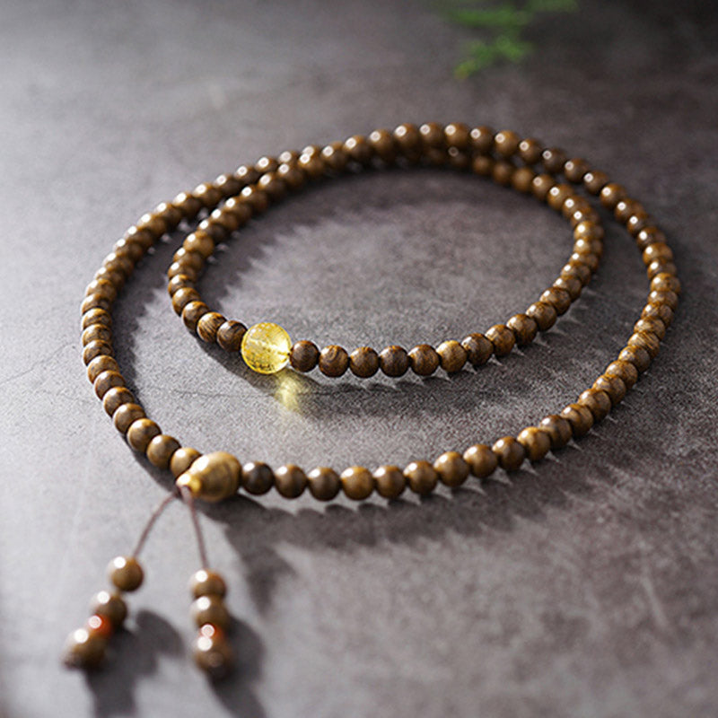 Buddha Stones, 108 Mala-Perlen, 999 Gold, Brunei-Adlerholz, Herz-Sutra, Bernstein, roter Achat, Kraft-Meditationsarmband