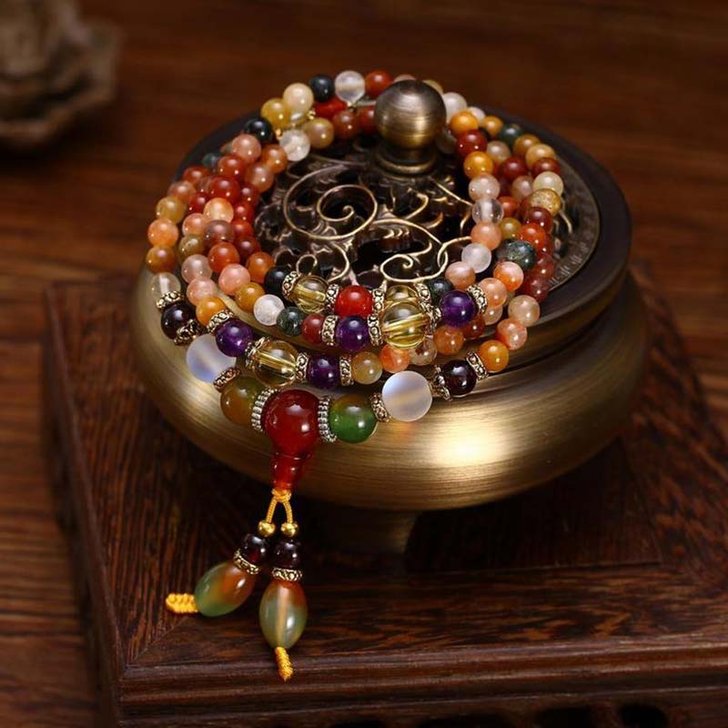 Buddha Stones Das 108 Quarz-Heil-Mala-Armband