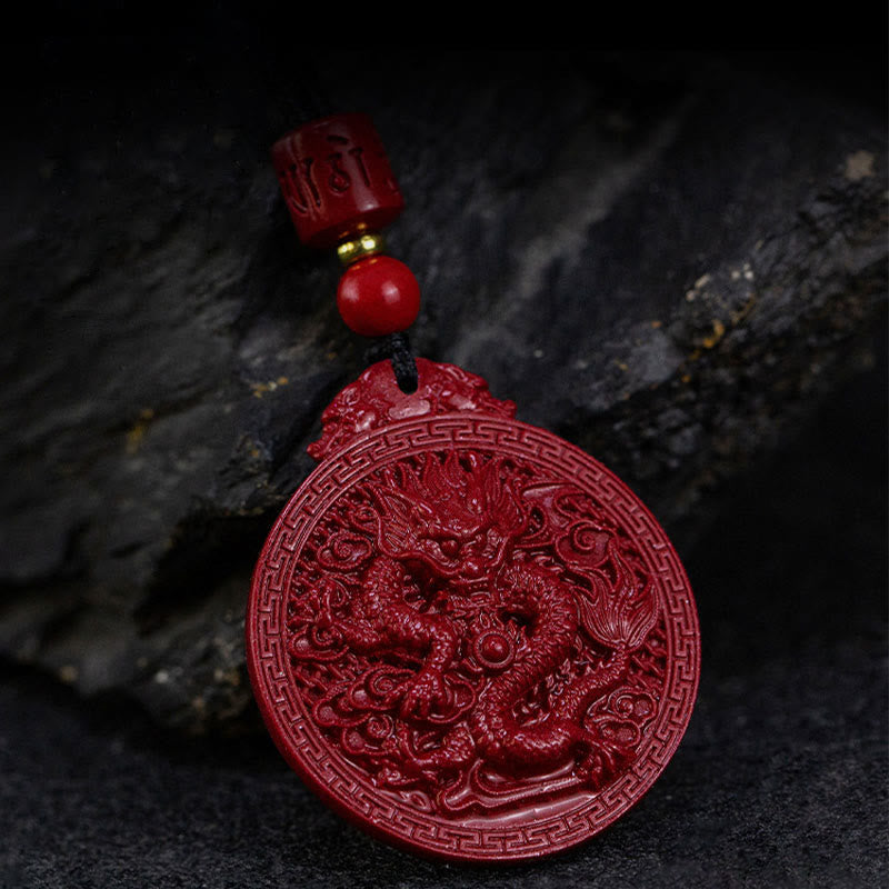 ❗❗❗Ein Flash-Sale – Buddha Stones, Jahr des Drachens, natürlicher Zinnober-Drachenschutz-Halskettenanhänger