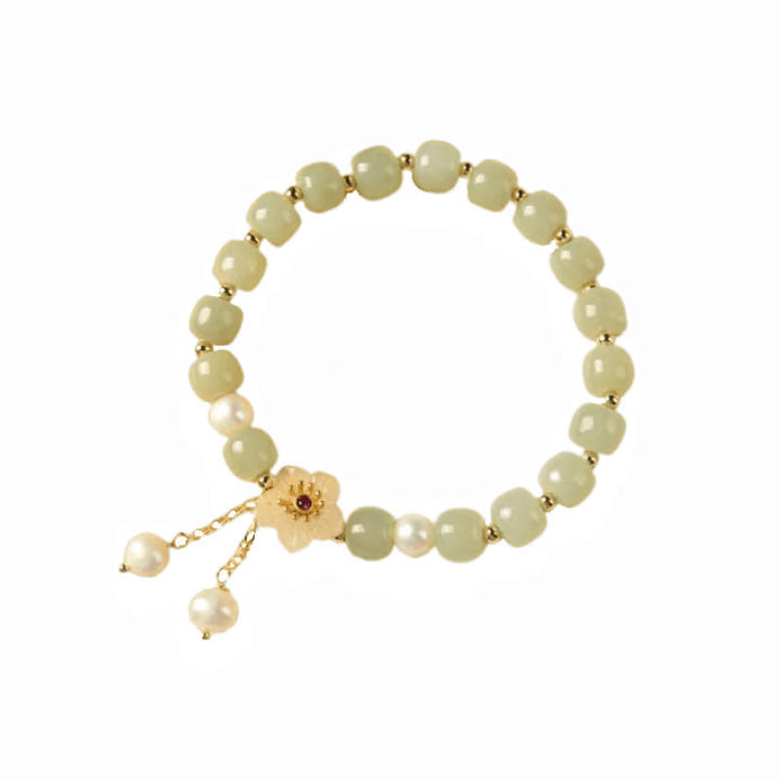 Hetian-Jade-Blumen-Perlen-Glück-Überfluss-Armband