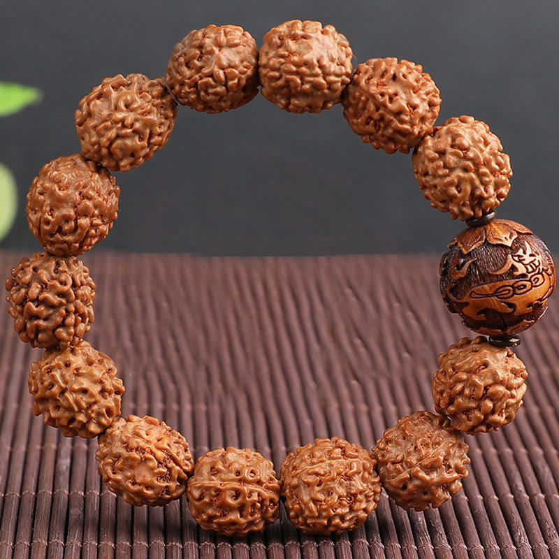 Buddha Stones Tibet Rudraksha Bodhi Seed PiXiu Kupfer Münze Reichtum Glück Armband