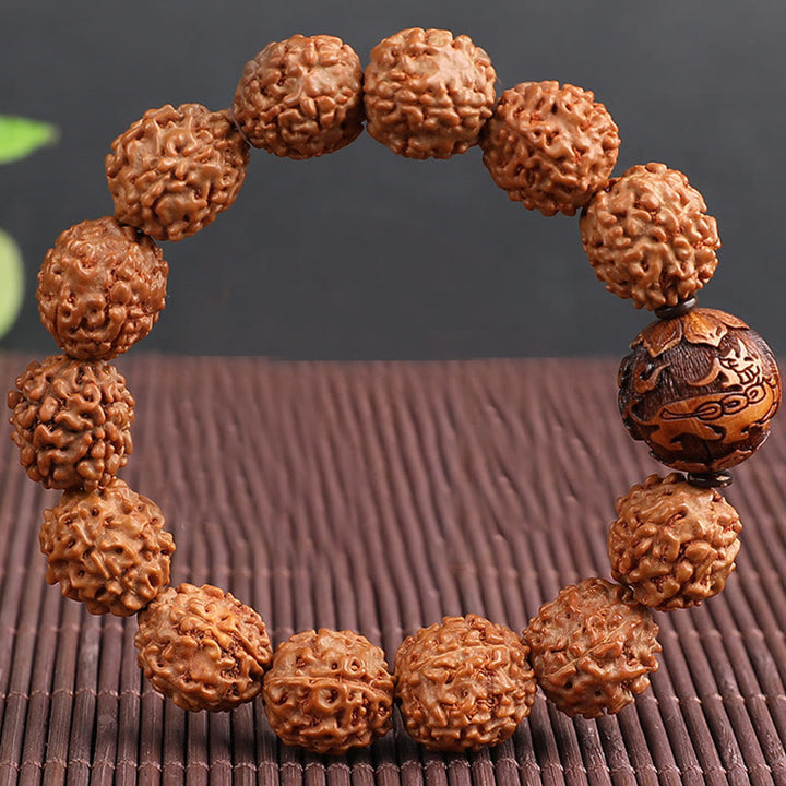 Buddha Stones Tibet Rudraksha Bodhi Seed PiXiu Kupfer Münze Reichtum Glück Armband