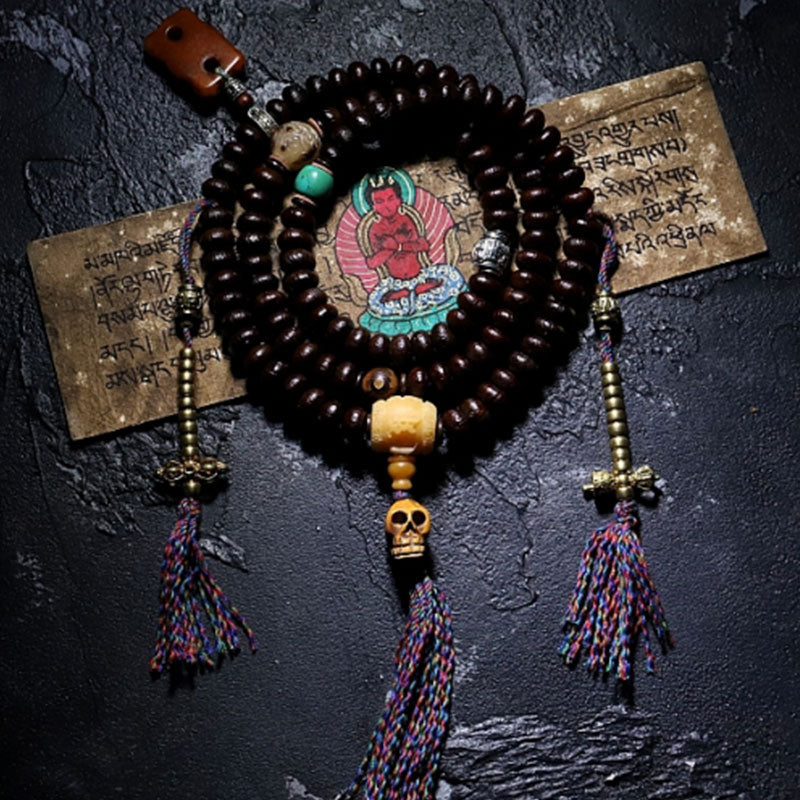 Tibet 108 Mala Perlen Lila Bodhi Samen Bagua Vajra Glücksgefühl Armband