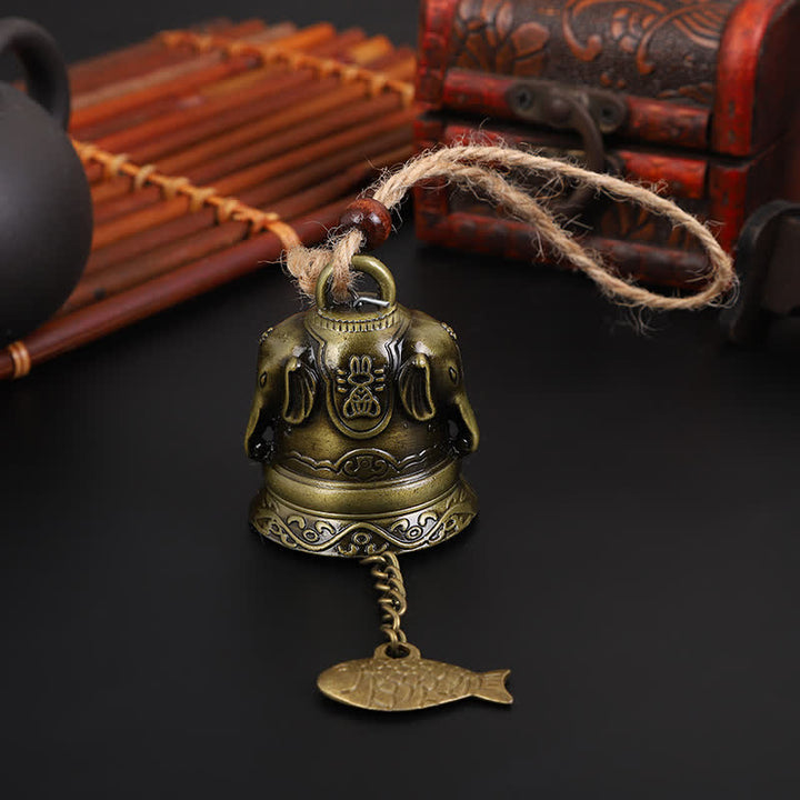 Feng Shui Buddha Koi Fisch Drache Elefant Windspiel Glocke Glück Wandbehang Dekoration