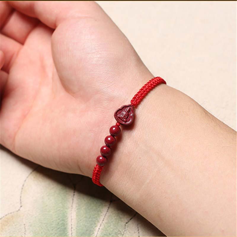 Buddha Stones Lachender Buddha Avalokitesvara Cinnabar Blessing String Armband