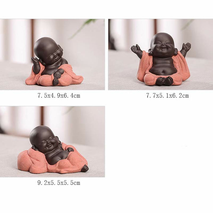 Buddha Stones, immer lächelnd, lachender Buddha, Reichtum, Glück, lila Ton, Maitreya-Statue, Dekoration