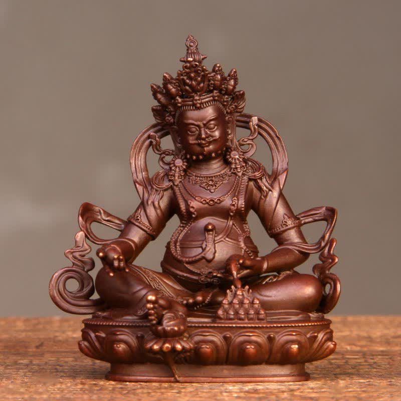 Gelbe Jambhala Bodhisattva Figur Mitgefühl Kupfer Statue Home Office Dekoration