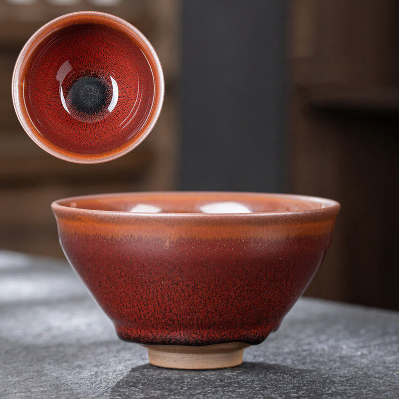Buddha Stones Vintage Rot Braun Chinesische Jianzhan Porzellan Teetasse Kung Fu Teetasse