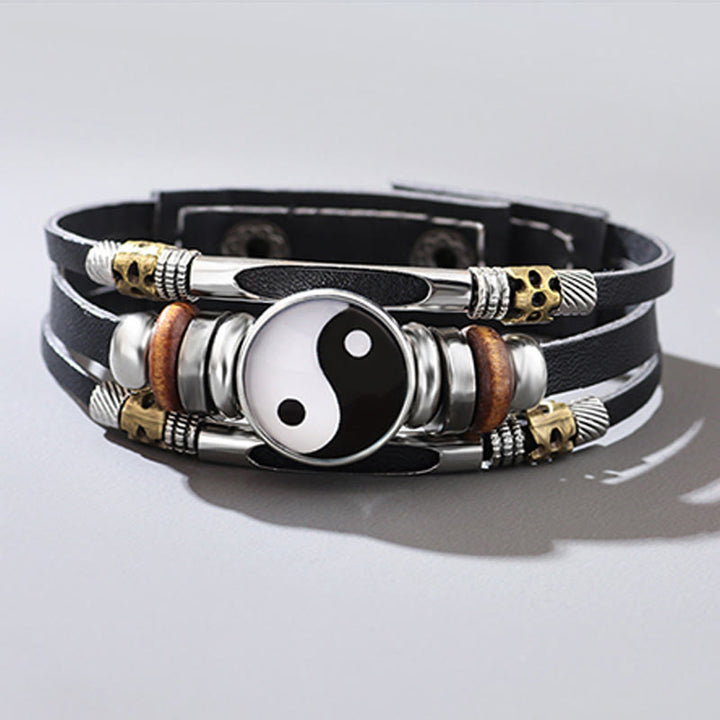 Buddha Stones Yin Yang Leder-Balance-Armband