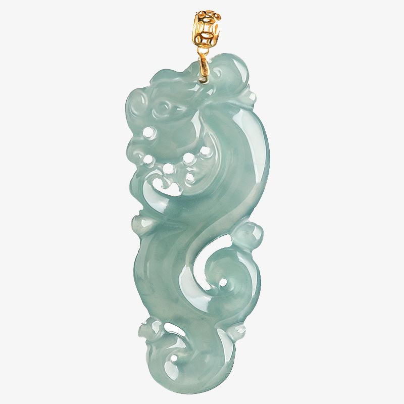 Buddha Stones 18K vergoldetes 925er Sterlingsilber Jahr des Drachen Jade Fülle Halskettenanhänger