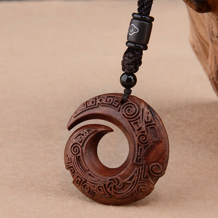 Buddha Stones, kleines Blatt, rotes Sandelholz, Ebenholz, das Glück verbessert das Design, Patern-Schutz, Halsketten-Anhänger