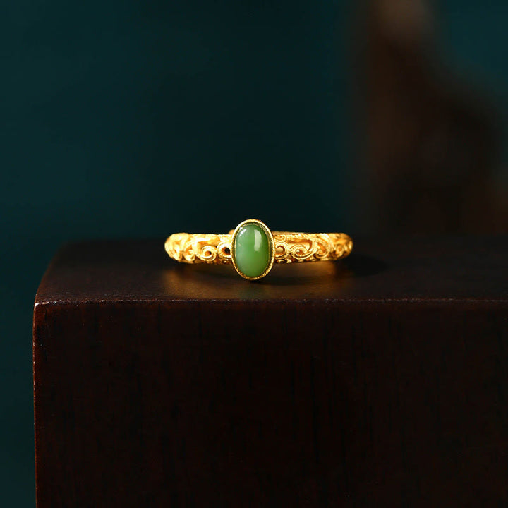 Verstellbarer Ring mit Buddha Stonesn, verheißungsvolles Wolkenmuster, Cyan-Jade-Glück