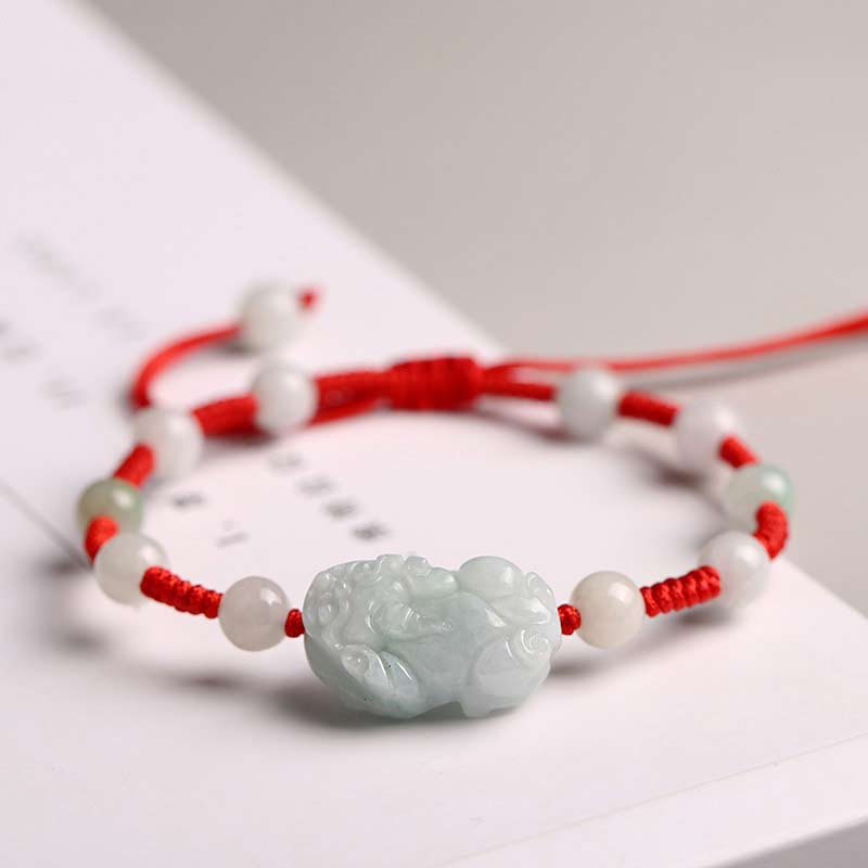 Buddha Stones Natürliches Jade PiXiu Glücksarmband