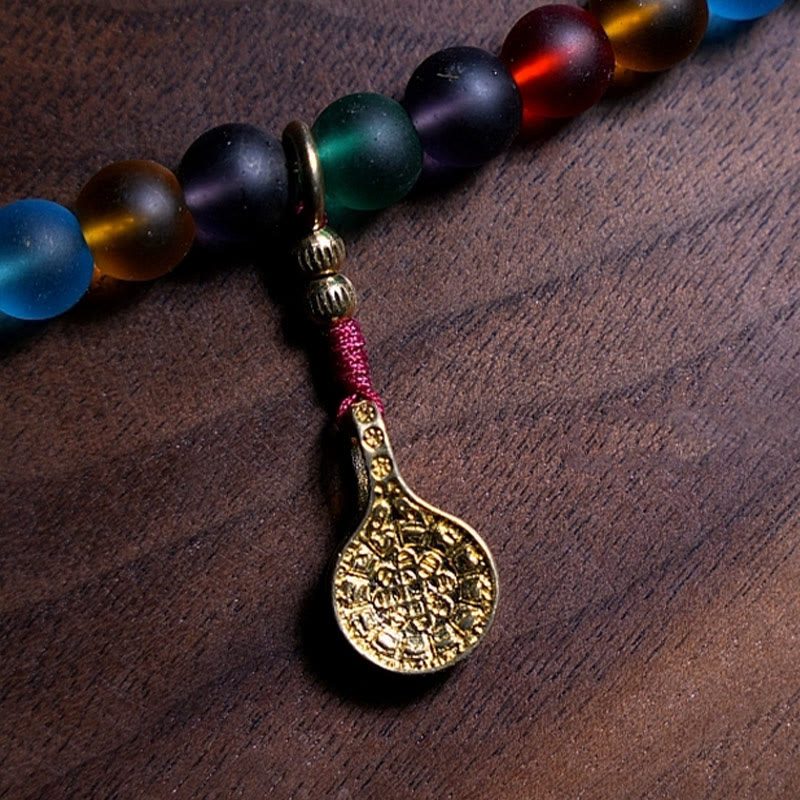 Buddha Stones, tibetische 108 Mala-Perlen, mehrfarbige Liuli-Glasperlen, chinesisches Sternzeichen, neun Paläste, acht Diagramme, Charm-Armband