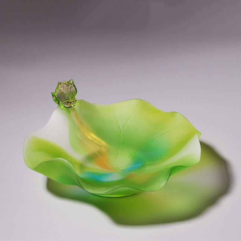 Feng Shui Lotus, handgefertigtes Liuli-Kristall-Kunststück, Heimbüro-Dekoration