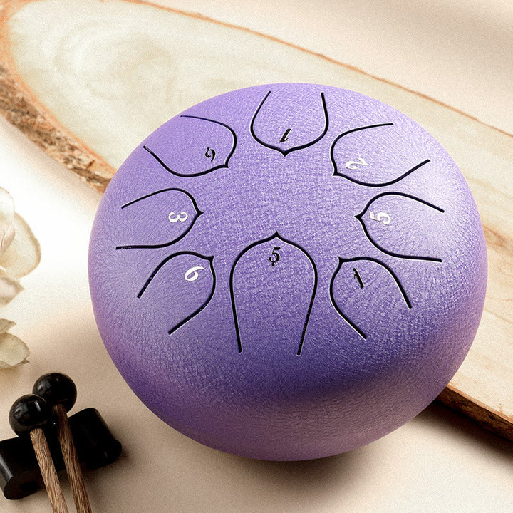 Buddha Stones Steel Tongue Drum Sound Healing Meditation Lotus Pattern Drum Kit 8 Note 6 Inch Percussion Instrument