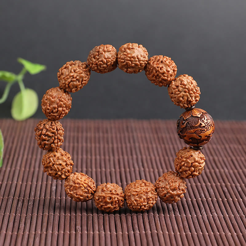 Buddha Stones Tibet Rudraksha Bodhi Seed PiXiu Kupfer Münze Reichtum Glück Armband