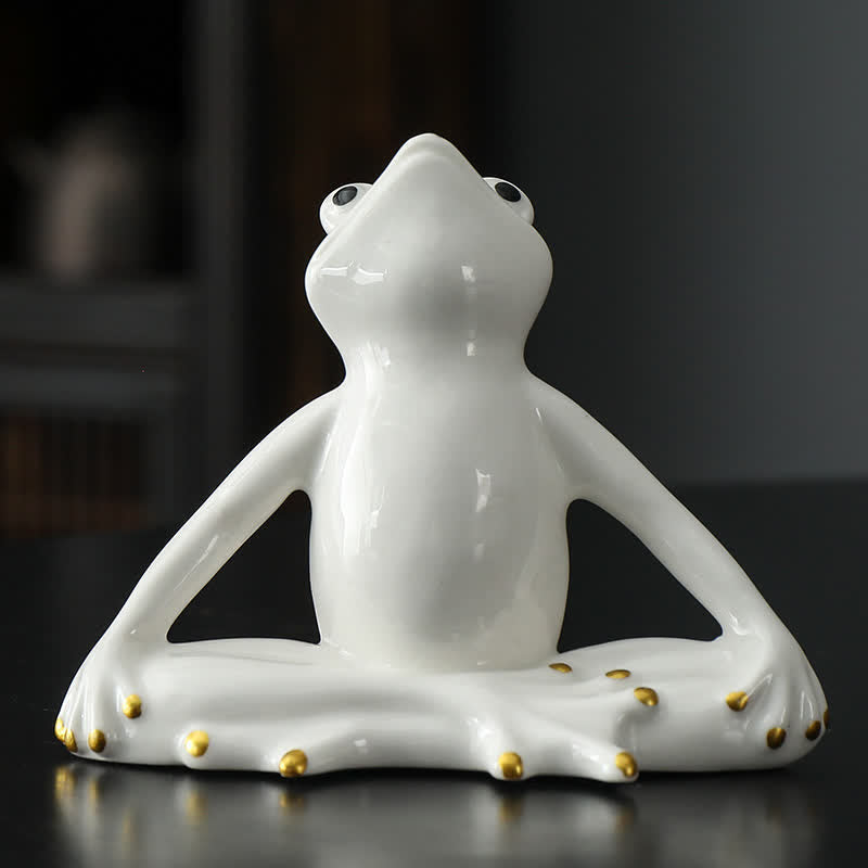 Meditierende Keramik-Zen-Frosch-Statue-Dekoration