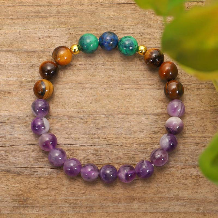 Buddha Stones Tibetischer Amethyst Purify Armband Mala Set