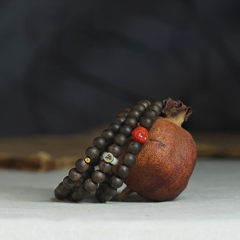 Buddha Stones 925 Sterling Silber Chinesisches Sternzeichen Natal Buddha Kalimantan Agarwood Jade Bernstein 999 Gold Roter Achat Balance Armband