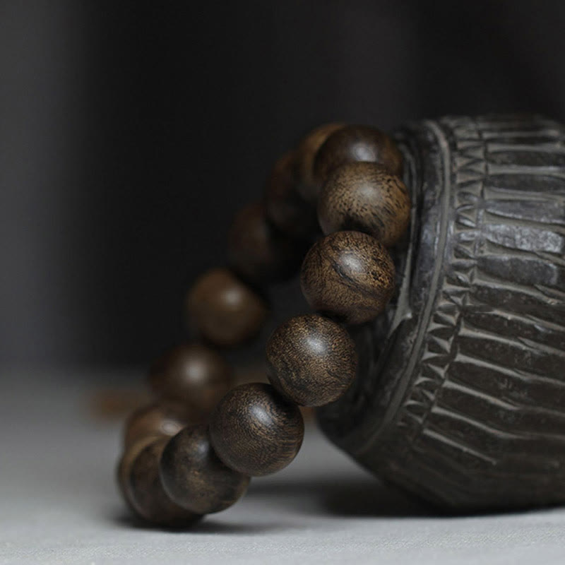 Buddha Stones Nine Points Sinking Water Vietnam Hoi An Agarwood Peace Strength Armband