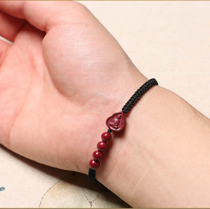 Buddha Stones Lachender Buddha Avalokitesvara Cinnabar Blessing String Armband