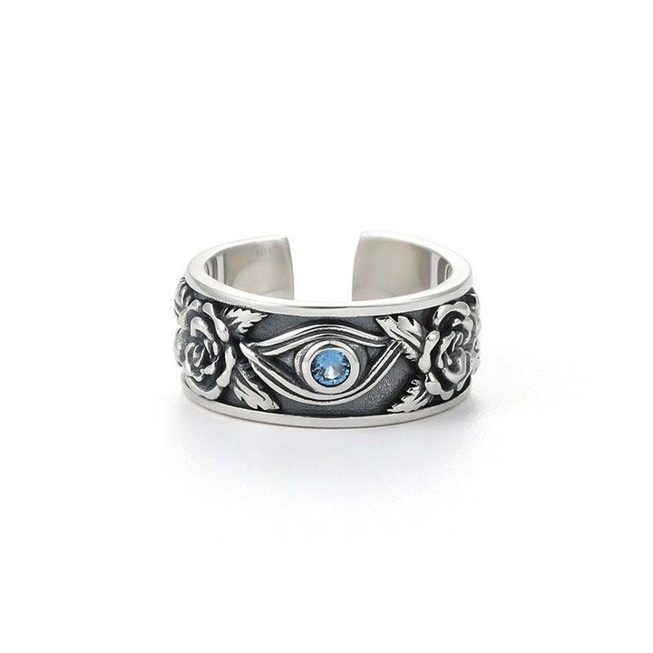 Buddha Stones Auge des Horus Kristallschutz verstellbarer Ring