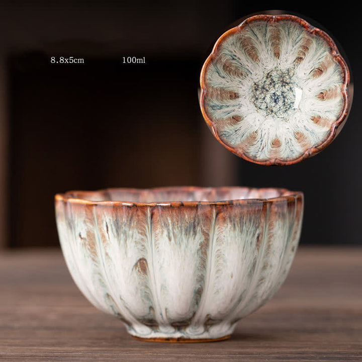 Buddha Stones, Pfirsichblüten-Muster, Keramik-Teetasse, Blumen-Teetassen