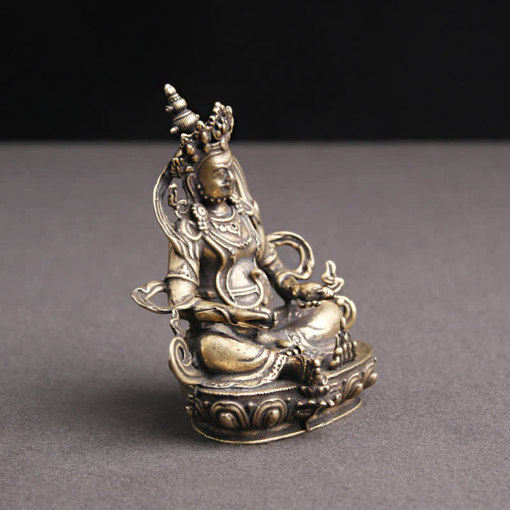 Gelbe Jambhala Bodhisattva Figur Serenity Kupfer Statue Dekoration