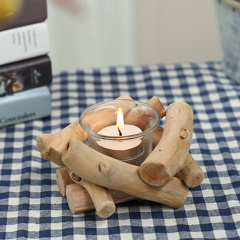 Buddha Stones Holz Kerzenständer Home Kerzenhalter Dekoration