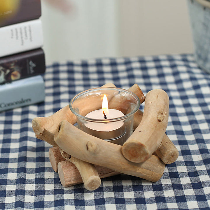 Buddha Stones Holz Kerzenständer Home Kerzenhalter Dekoration