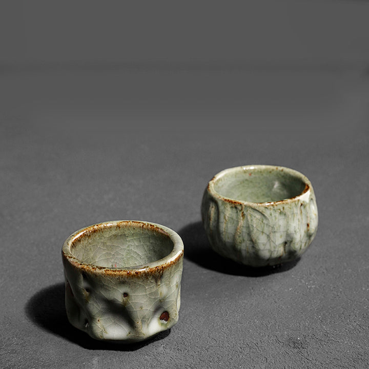 Buddha Stones, handgefertigt, einfache rissige Eisstruktur, chinesische Jianzhan-Keramik-Teetasse, Kung-Fu-Teetasse