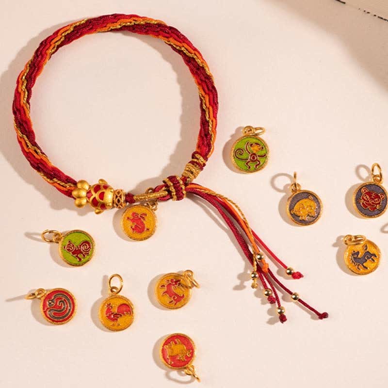 Buddha Stones, chinesisches Sternzeichen, handgefertigt, Koi-Fisch, Schnurschutz, Reinkarnationsknoten, geflochtenes Armband