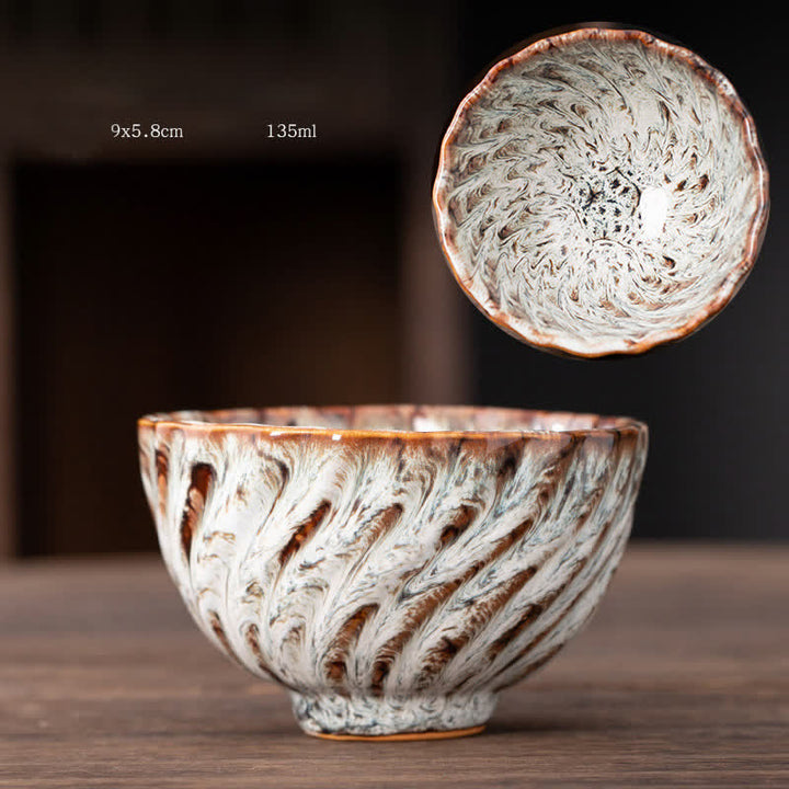 Buddha Stones, Pfirsichblüten-Muster, Keramik-Teetasse, Blumen-Teetassen