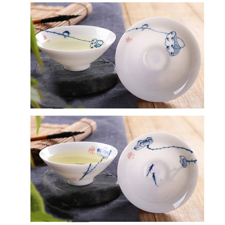 Buddha Stones Vintage Pflaume Orchidee Bambus Chrysantheme Lotus Koi Fisch Keramik Teetasse Kung Fu Teetassen
