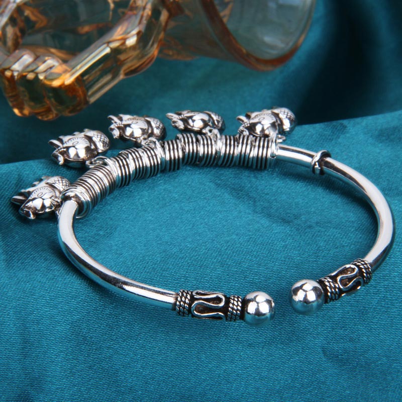 Buddha Stones 925 Sterling Silber Elefant Stärke Armband Armreif