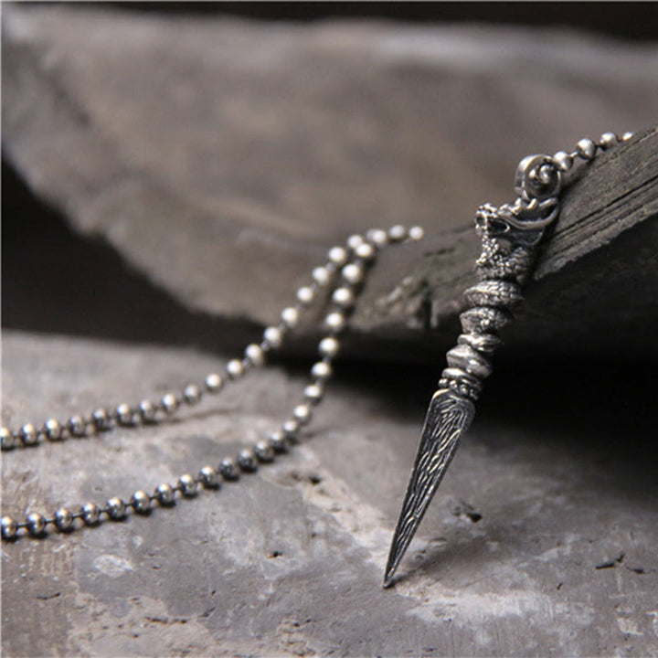 ❗❗❗Ein Blitzverkauf – Buddha Stones 925 Sterling Silber Jahr des Drachen Design Dorje Vajra Schutz Halskettenanhänger