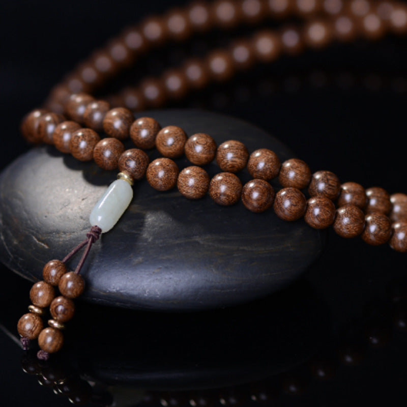 Buddha Stones 108 Mala Perlen Rosenholz Jade Calm Armband