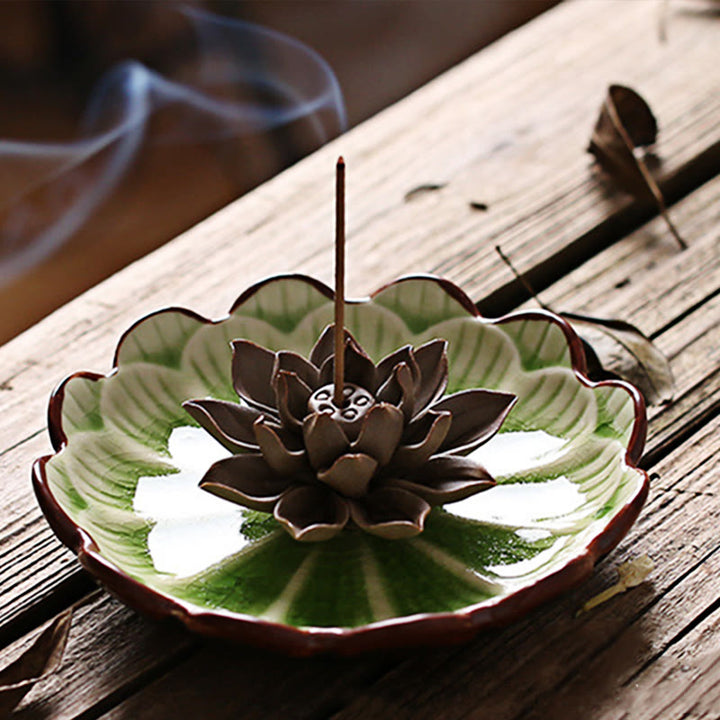 Buddha Stones, Lotus-Muster, heilende Keramik-Räuchergefäß-Dekoration