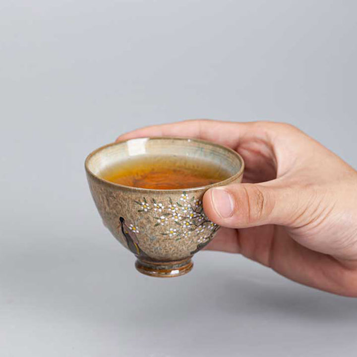 Buddha Stones Jingdezhen handbemaltes Ru-Ofen-Porzellan Hanfu-Mädchen-Blumen-Keramik-Teetasse Kung-Fu-Teetassen