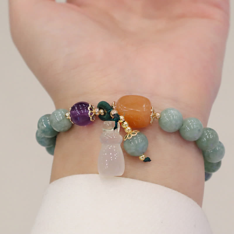 Cyan Jade Lotus Kürbis Wunsch Frieden Schnalle Amethyst Kristall Heilung Armband