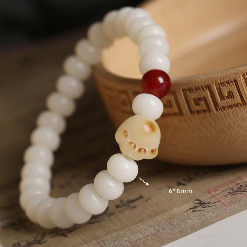 Buddha Stones Natürliches Bodhi-Samen-Armband mit schöner Pfote und glücklicher Katze