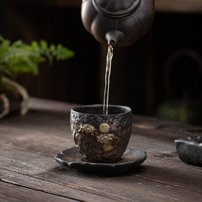 Buddha Stones, Lotus-Schote, Blatt, Blume, verheißungsvolle Wolken, Keramik-Teetasse, Kung-Fu-Teetasse