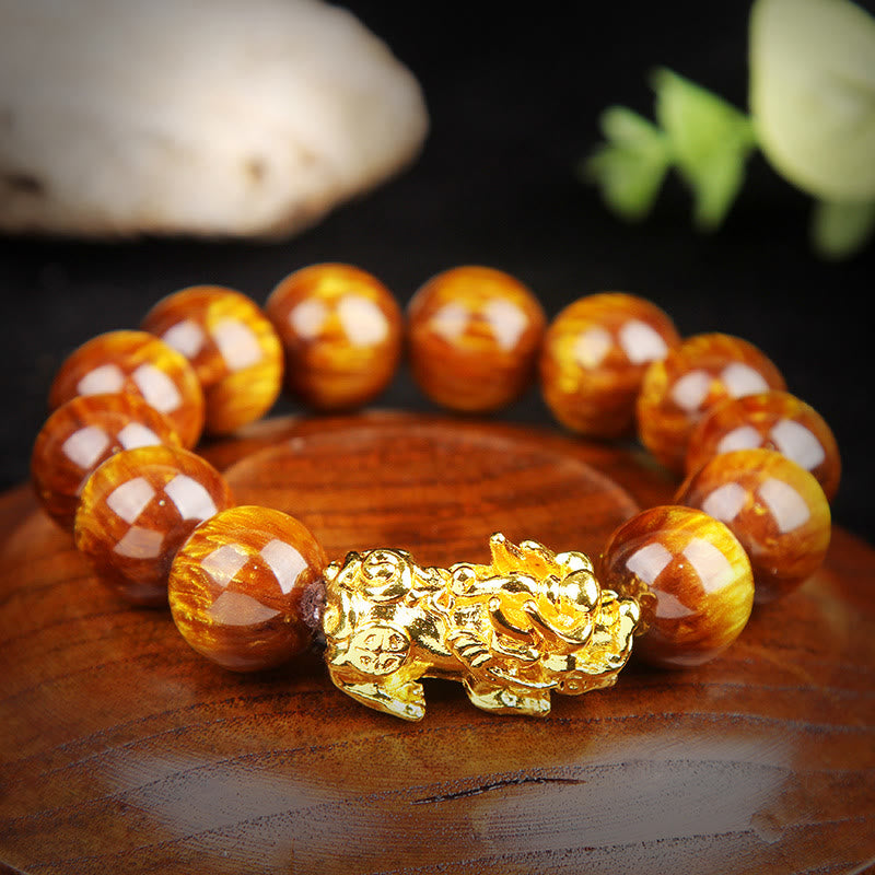 Buddha Stones Lucky Golden Tiger Eye Reichhaltiges Pixiu-Armband