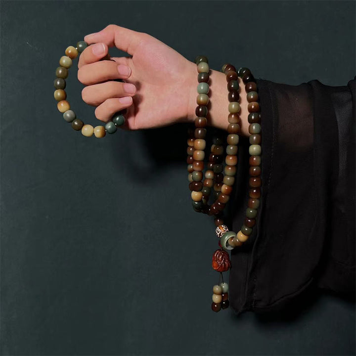 Buddha Stones, 108 Mala-Perlen, Bodhi-Samen, Frieden, Weisheit, Armband, Handgelenk-Mala, Taschen-Mala